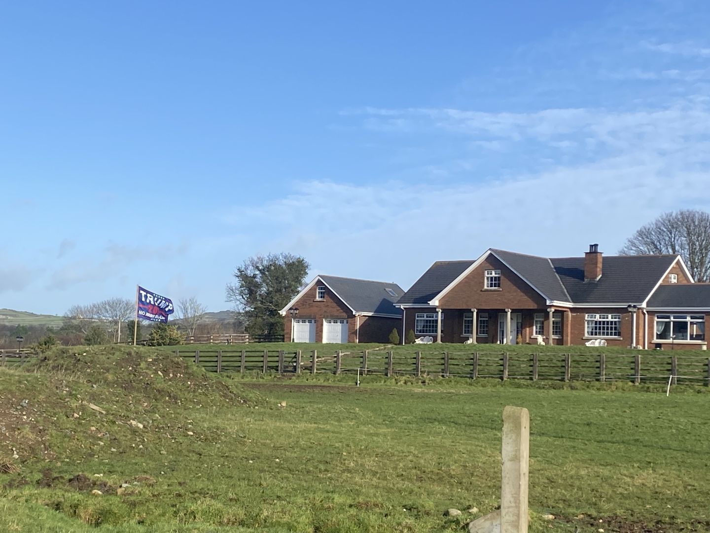 House near Omeath flying a big Trump 2024 flag